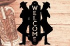 Cowboy & Cowgirl Duo Western Welcome Sign  - Made in America - Outdoor Decor