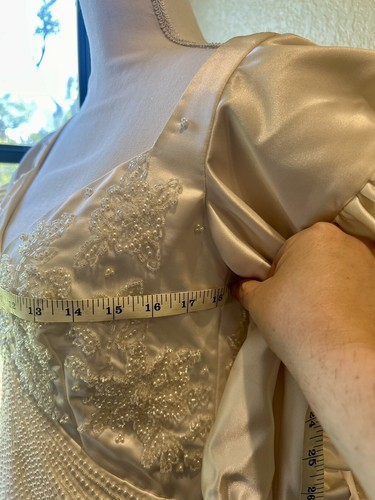 1980s Carlota Alfaro Handmade Beaded Wedding Dress Vintage Ivory Off White - Picture 17 of 24