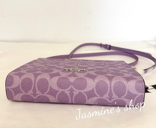 NWT Coach Slim Crossbody Bag In Signature Canvas Purple Iris Silver CBM46 - Picture 9 of 13