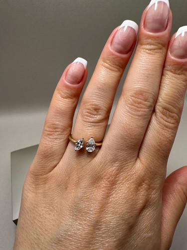Anillo de pera y marquesa de diamantes cultivados en laboratorio de 0,82 quilates de oro amarillo de 18 quilates LGSL56 - Imagen 14 de 20