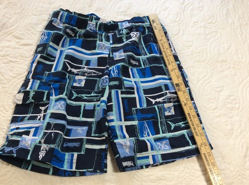 Columbia Omni-shade Boys Sun Protection Swim Board Cargo Shorts Shark Print Sz L - Picture 7 of 9