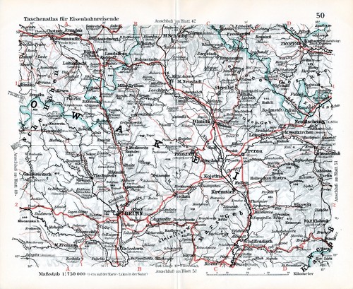 SK Brno Olomouc Svitava 1927 kl. orig. Eisenbahnkarte Nový Jičín Kroměříž Opava