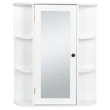Bathroom Cabinet Single Door Medicine Cabinet Wall Mount with Mirror Shelf