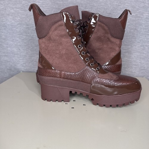 Cape Robbin Commander Brown Lace-Up Chunky Platform Combat Booties Moto Boots - Picture 7 of 9