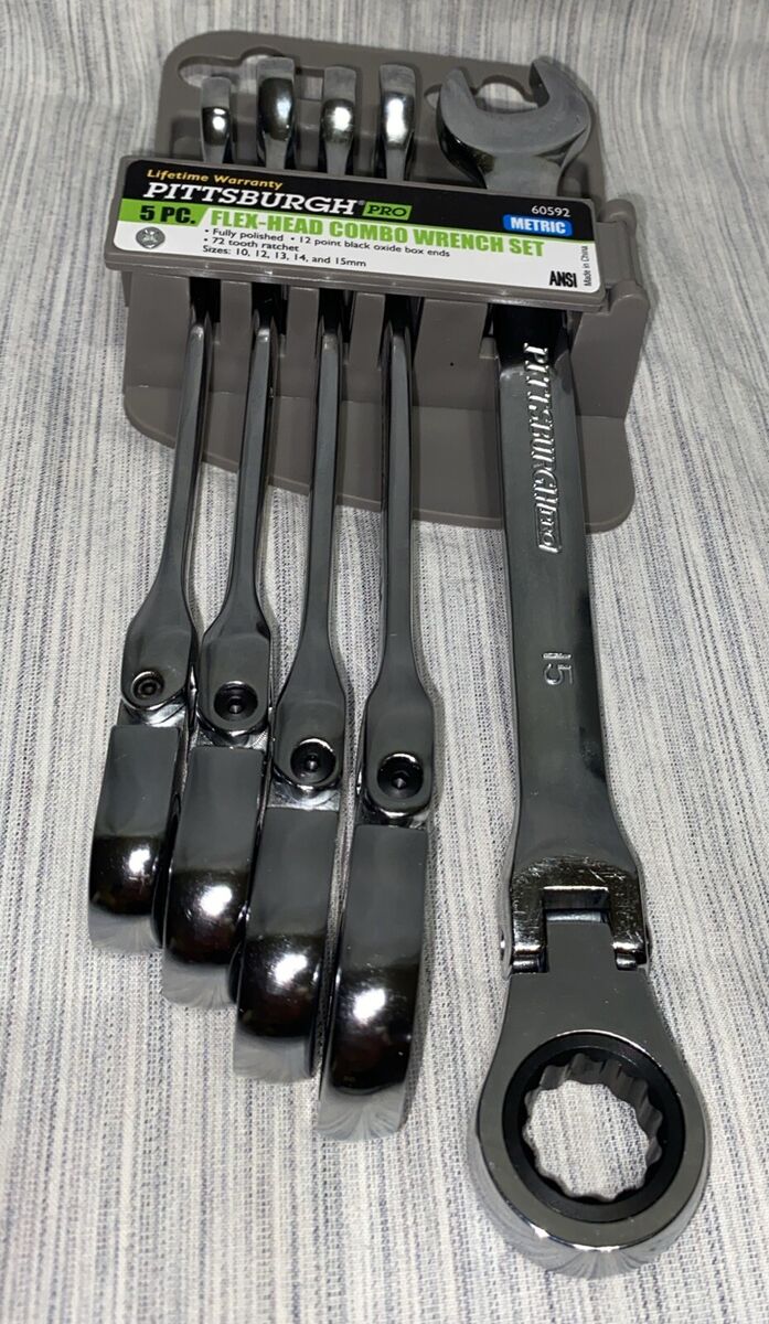 Metric Flex-Head Combination Ratcheting Wrench Set, 5 Pc. Metric Flex-Head Combination Ratcheting Wrench Set, 5 Pc.