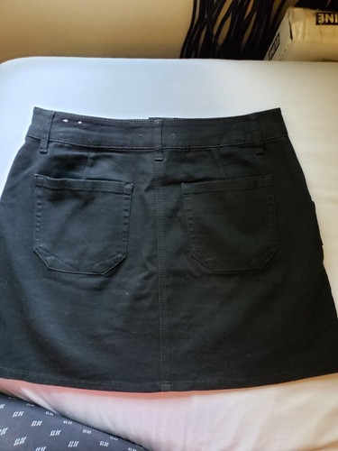 Jolt Black Skirt Stud Details Button Front A Line Mini Skirt Sz 10-12 tag7/28w - Picture 4 of 10