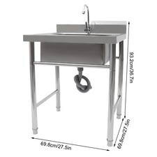 Kitchen Sink Free Standing Stainless-Steel Single Bowl Commercial Restaurant