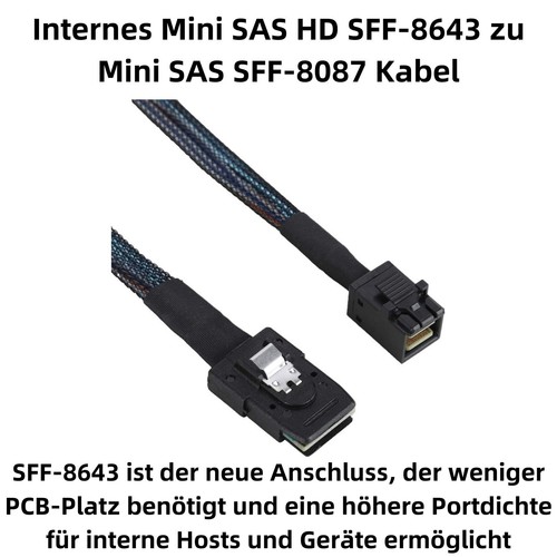 L49 Mini SAS HD SFF-8643 to SFF-8087 Cable SAS Controller to Backplane 12 Gbit/s - Picture 2 of 11