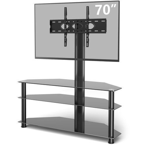 Schwenkbarer Boden Eck TV-Halterung, 3-in-1 Flachbildschirm Entertainment Ständer für 37-70 Zoll - Bild 5 von 12