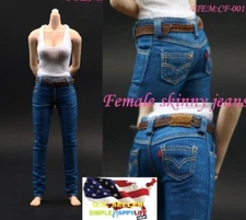 1/6 female tank top vest Skinny Jeans Trousers Pants for phicen hot toys ❶USA❶