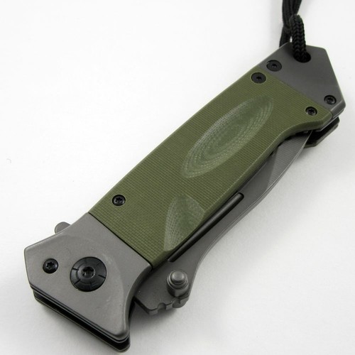COLTELLO TASCABILE PIEGHEVOLE SPRING-ASSIST | Verde Esercito G10 Militare Tattico Gunmetal - Foto 6 di 12