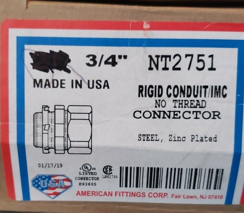 (Lot of 3) 3/4" Rigid, IMC, Compression Connectors American Fittings NT2751 - Picture 2 of 2