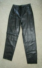 Women's APOSTROPHE Slacks NWOT Soft Leather Lined Black Pants Zip Front Size 10