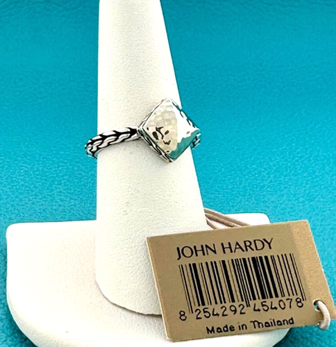 John Hardy Sterling Silver 925 Hammered Square Ring Size 7 NWT Retail $350.00 - Picture 2 of 9