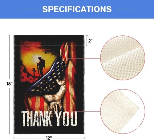 Memorial Day USA Flag Military Soldiers Thank You Garden Flag Vertical 12 X 18  - Bild 6 von 12