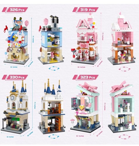 Set of 4 GUDI Girls Building Block Kit, Library Toy Candy Store, FANTASY STREET - Picture 2 of 11