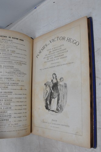 Poems by Victor Hugo Edition Hetzel circa 1870 Rare Souze Blue Percaline - Picture 9 of 12