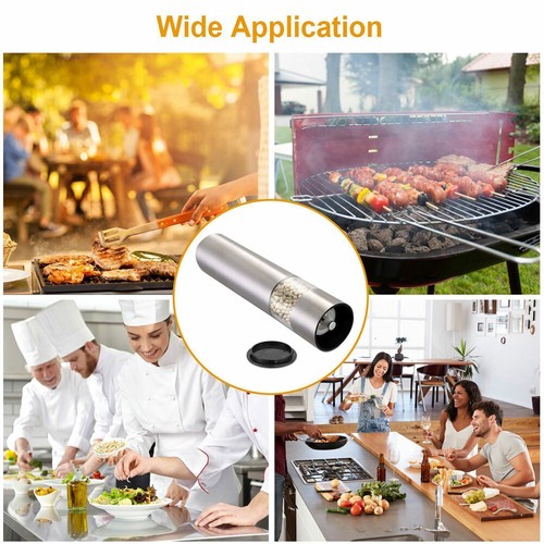 2PCS Electric Salt Pepper Grinder Mill Shakers Set Adjustable Stainless Steel - Picture 6 of 14