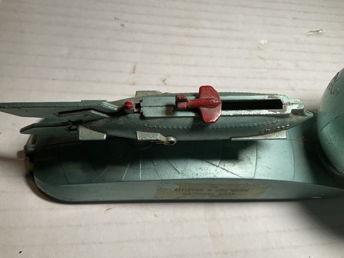 Vintage Strato 1950's Rocket Metal Mechanical Coin Bank, Cast Iron, WORKS - Picture 6 of 20