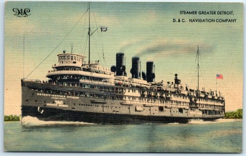Postcard - Steamer Greater Detroit, D & C Navigation Company