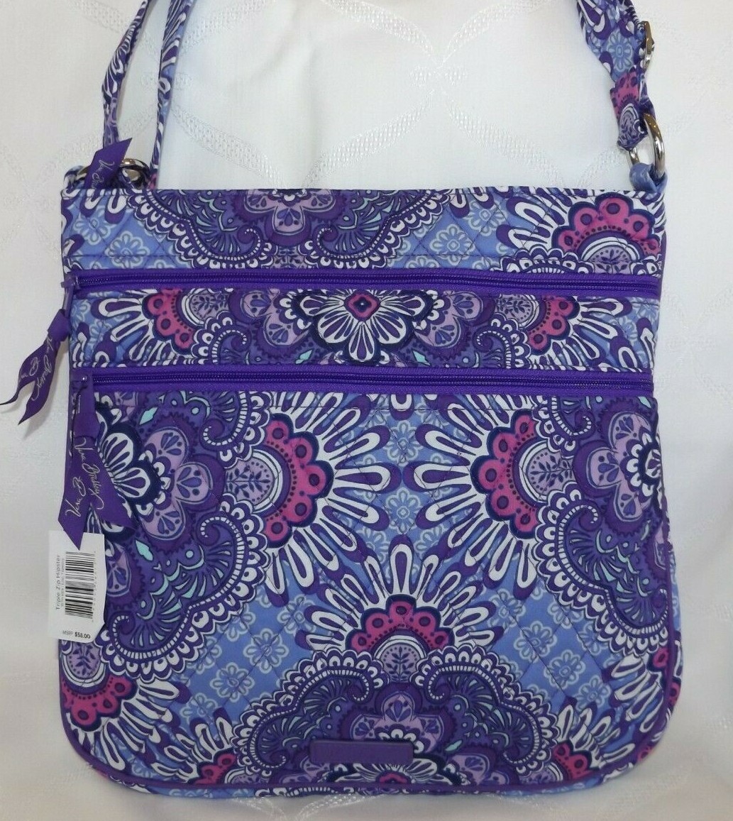 Vera Bradley Triple Zip Hipster Crossbody Bag In Lilac Tapestry For Sale Online Ebay
