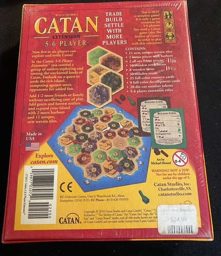 CATAN BOARD GAME AND EXTENSION PACK-PREOWNED - Picture 4 of 6