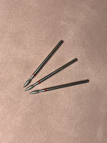 Nail Drill Bit Diamond Red Fine Flame 2.3mm Cuticle Manicure 1pc - Picture 2 of 2