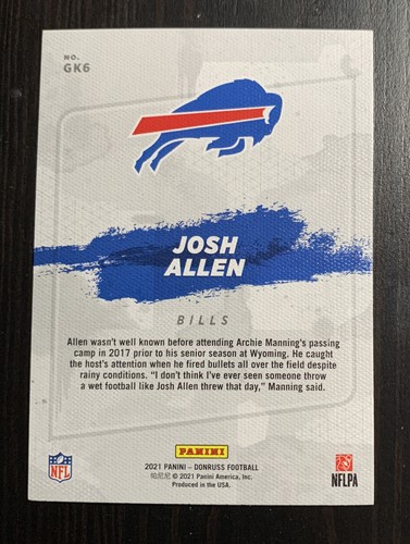 2021 Panini NFL Donruss Josh Allen Gridiron Kings #GK6🔥 Mint - Picture 2 of 2