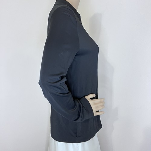 'S MaxMara M Black Stretch Jersey Full Zip Sport Shirt Jacket Top Pockets Italy - Picture 7 of 9