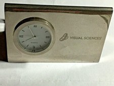 Metal Desk Clock & Business Card Holder VISUAL SCIENCES Promotional Item