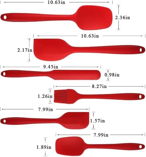 Kitchen Spatula Silicone Utensils Set of 6 Heat Resistant Rubber for Baking Cook - Picture 5 of 6