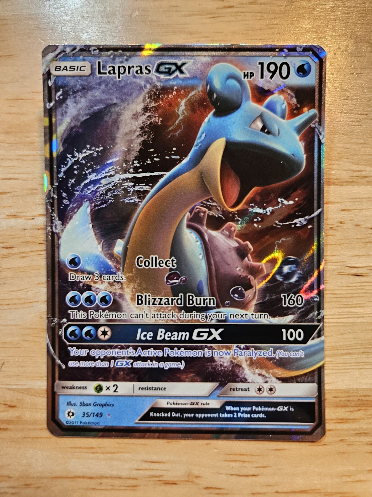 Lapras GX 35/149 Sun & Moon Base NM Ultra Rare Pokemon Card