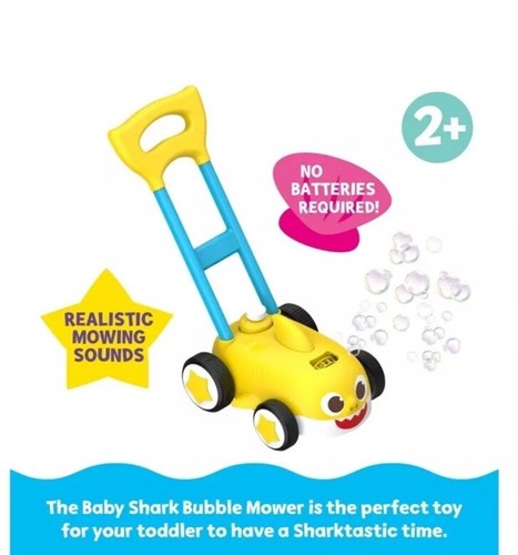 RARE PinkFong BABY SHARK Bubble Mower 🫧 PUSH Blower w/ Realistic Sounds - Picture 7 of 7