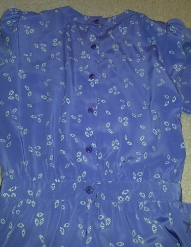 VINTAGE Womens Dress-MAGGY-purple patterned silky Trad-wife Cottagecore-6P - Picture 6 of 7