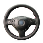 For BMW E46 Steering Wheel Cover Black Suede Steering Wheel Wrap Black Leather E