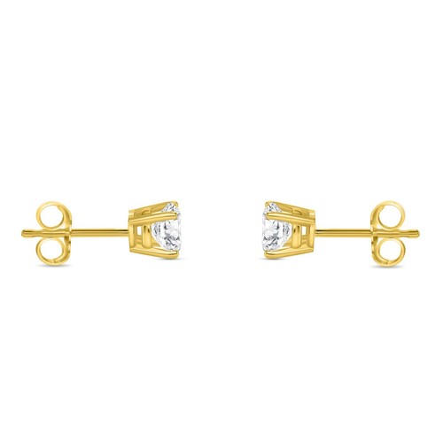 1/4 Ct Round LabCreated Grown Diamond Earrings 18K Yellow Gold D/VVS Basket Push - Picture 3 of 3