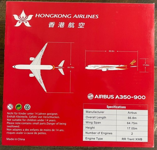 NEW JC WINGS 1:200 scale HONG KONG AIRLINES AIRBUS A350-900 B-LGD FLAPS DOWN!!! - Picture 5 of 5