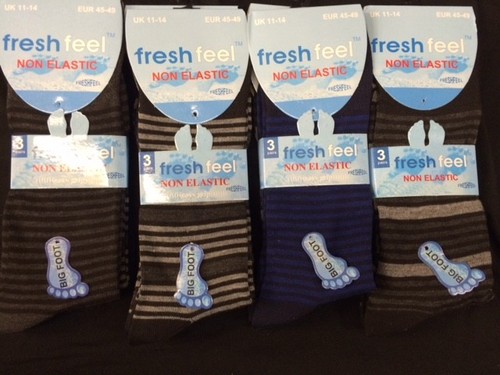 12 Pairs Men Non Elastic Loose/Soft Top 100%Cotton Diabetic BIG FOOT SOCKS 11-14 - Picture 14 of 18