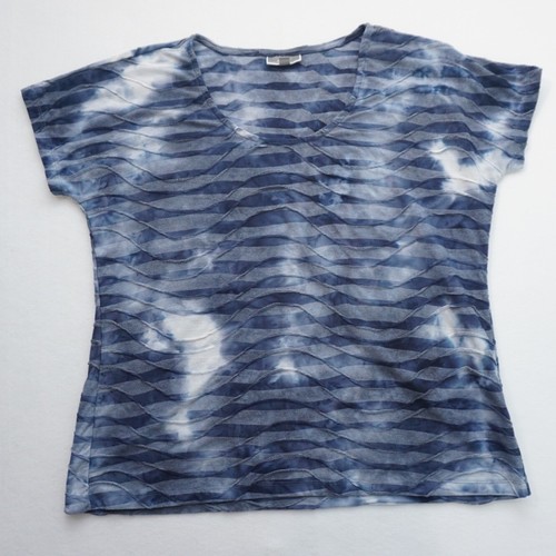 JM Collection Distressed Tye Die Women's Large T Shirts Set of Two Blue and Pink - Picture 7 of 11