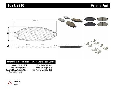 Centric 105.0931 Posi-Quiet Ceramic Brake Pad with Shims Centric 105.0931 Posi-Quiet Ceramic Brake Pad with Shims