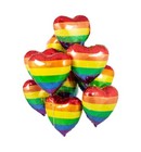10 pc Heart Shaped 18” Rainbow Stripe Mylar Balloons