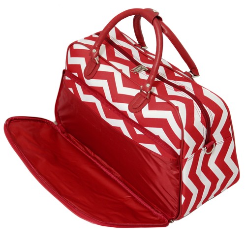 All-Seasons ZigZag 21-inch Carry-On Shoulder Tote Duffel Bag - Red Cream - Picture 3 of 5