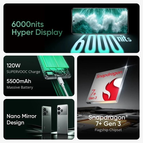realme GT 6T Factory Unlocked 12GB RAM 512GB STORAGE-Flagship Performance-Green - 第 9/9 張圖片