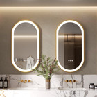Modern LED Bathroom Mirror Golden Aluminum Frame Dimmable Anti-Fog Vanity Mirror