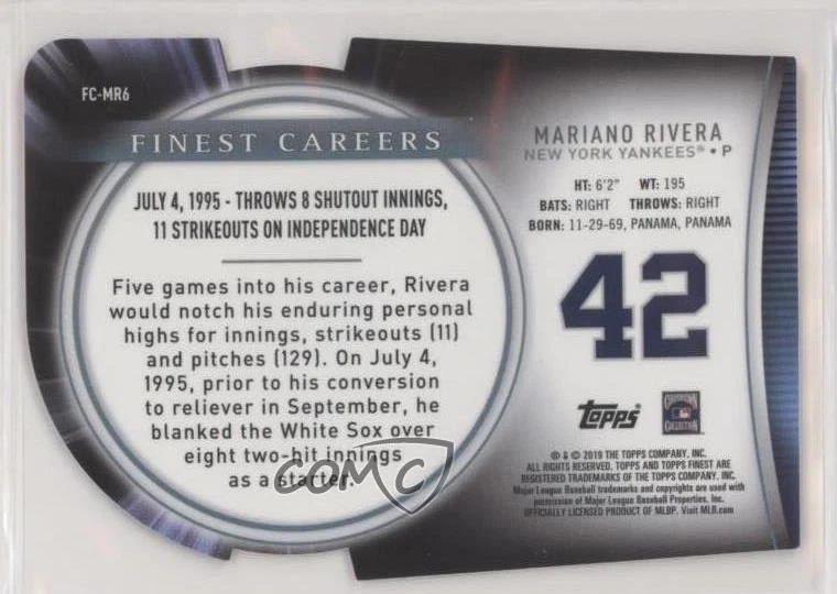 2019 Topps Finest Finest Careers Die-Cut Mariano Rivera #FC-MR6 HOF - Image 2 of 2