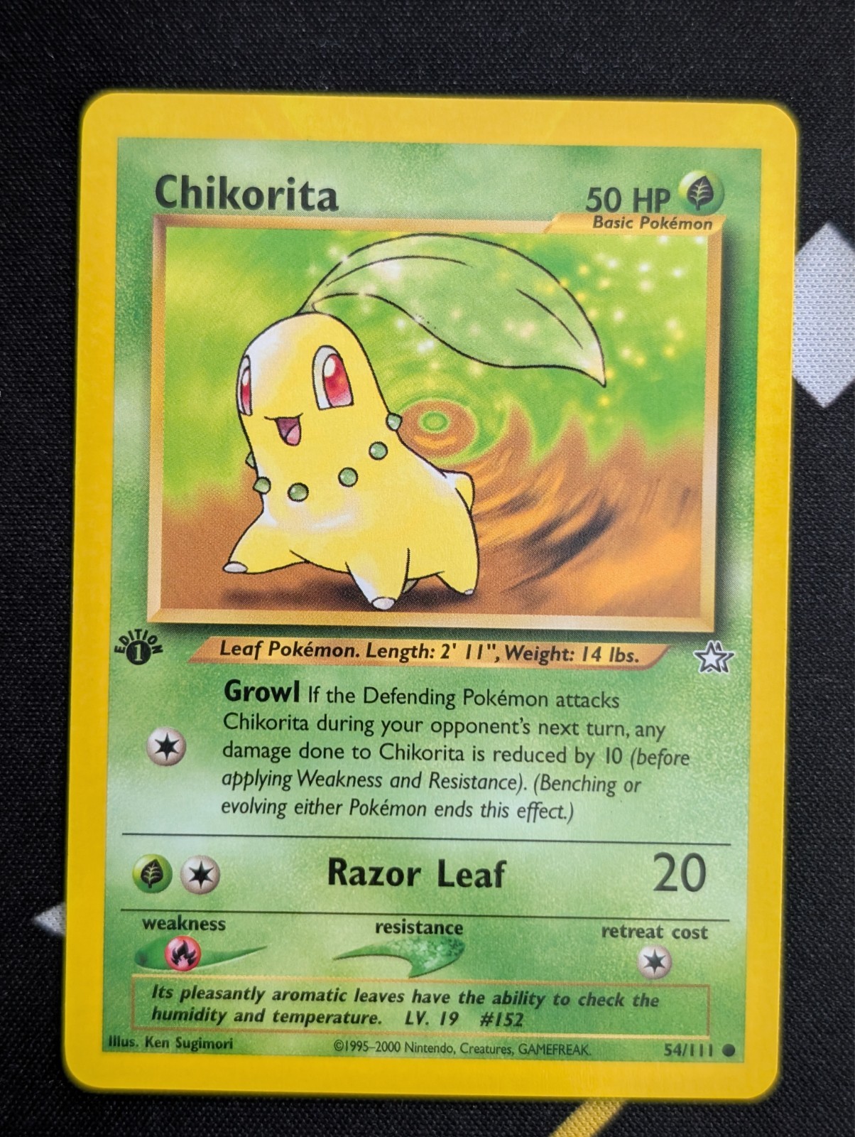 Chikorita 54/111 1st Edition Neo Genesis Pokemon Vintage NM 2000