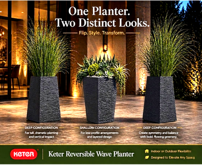 Keter Reversible Wave Planter. You Get 2 Styles in 1 Planter| Next-Level  Design | eBay