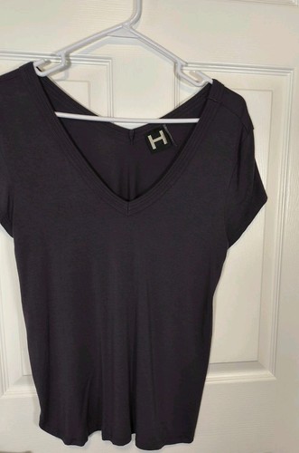 Anthropologie H By Bordeaux Gray T Shirt Size S/M Chest 43" V Neck - Picture 4 of 4