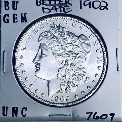 1902 P BU GEM MORGAN SILVER DOLLAR UNC MS+++ U.S. MINT RARE COIN 7609