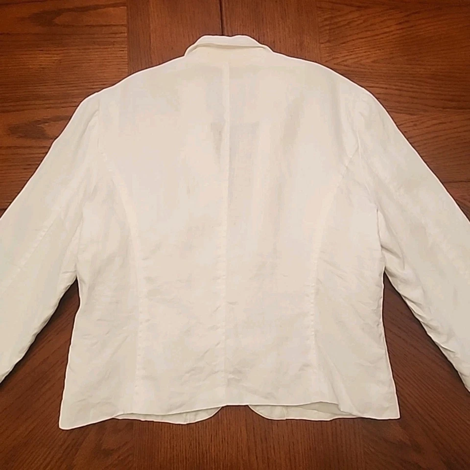 Chaqueta Blazer Worthington 100% Lino Blanca Manga 3/4 Mujer Talla 14 Forrada Corta Foto 2 de 4